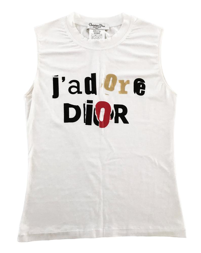 Fruit Vintage Christian Dior J'adore Dior news print logo monogram tank by John Galliano, this classic tank is one of those iconic pieces that simply never dates.