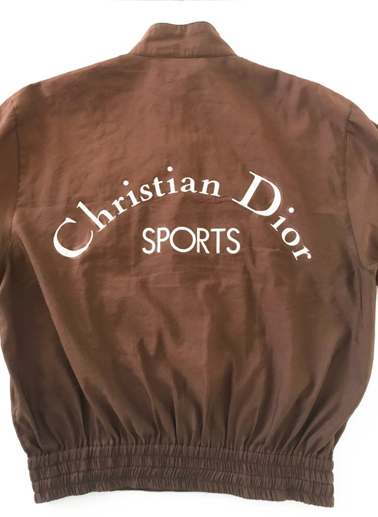 FRUIT vintage rare Christian Dior Sports Logo bomber jacket from the 1980s. It features a classic 1980s bomber jacket cut, and large Christian Dior Sport text logo printed at rear.