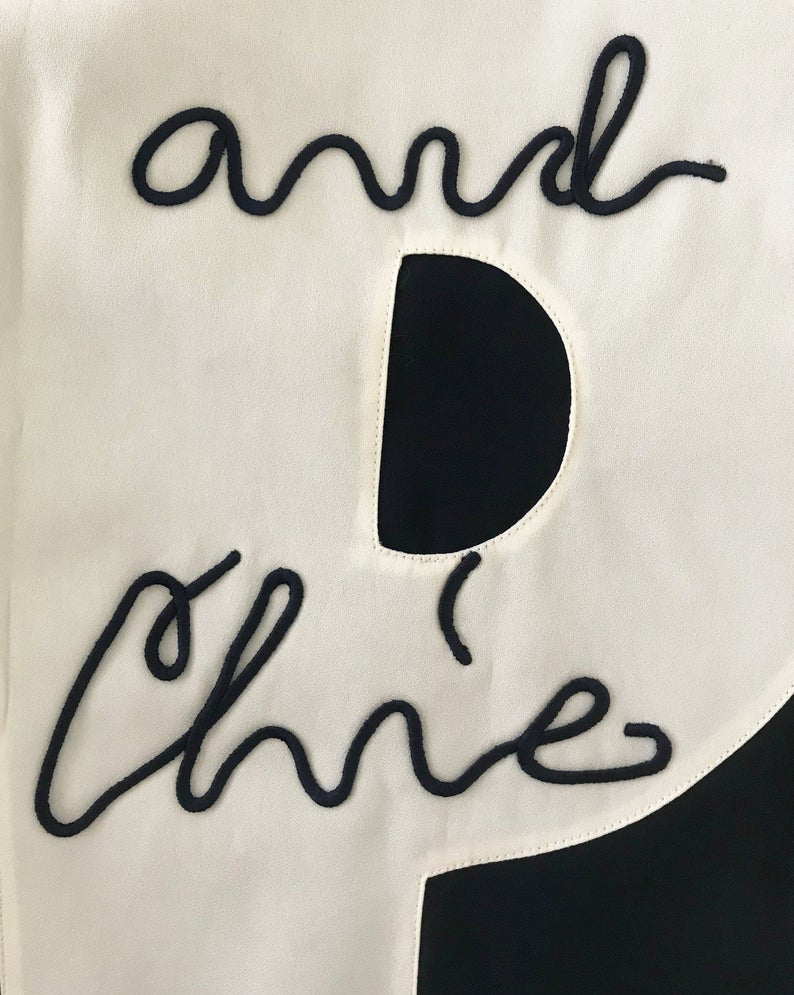 FRUIT Vintage rare and collectable Moschino Cheap & Chic logo slogan jacket dating to the 1990s. Cut for a cropped, boxy fit, it features a large, graphic, block letter design of the words 'CHEAP' with 'and Chic' embroidered at the rear.