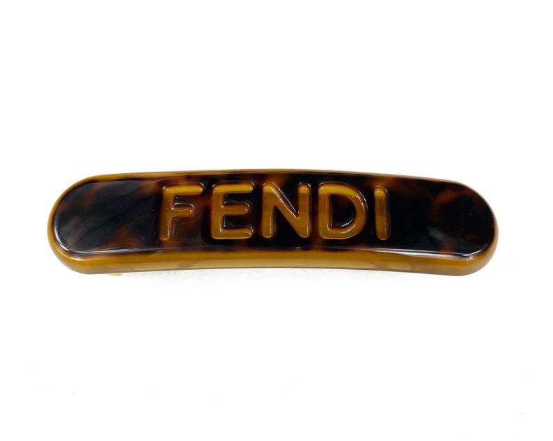 Fruit Vintage Fendi tort perspex logo barrette hair clip.