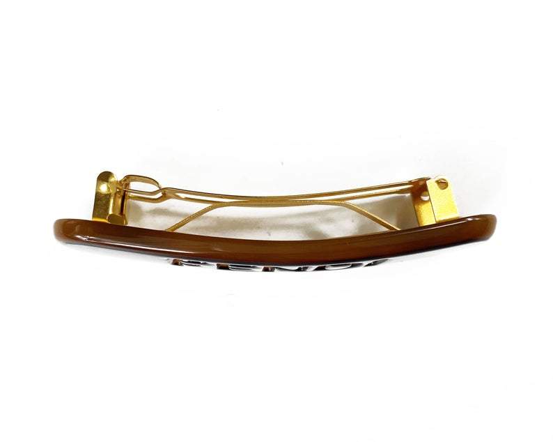 Fruit Vintage Fendi tort perspex logo barrette hair clip.