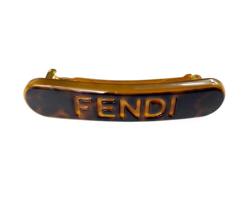 Fruit Vintage Fendi tort perspex logo barrette hair clip.