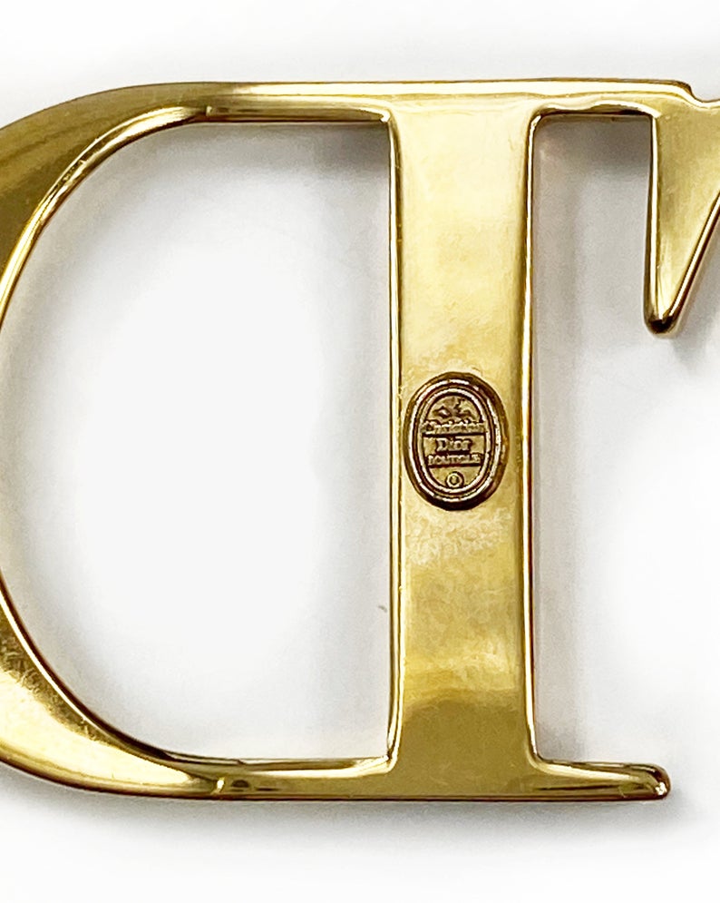 Fruit Vintage Christian Dior rare CD logo leather choker designed by John Galliano, dating to the iconic Fall/Winter 2000 collection.