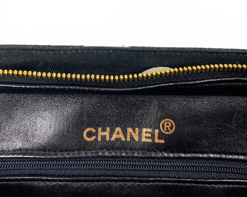 Fruit Vintage Chanel rare 1997 quilted logo monogram letter canvas zipper tote as seen on Ariana Grande