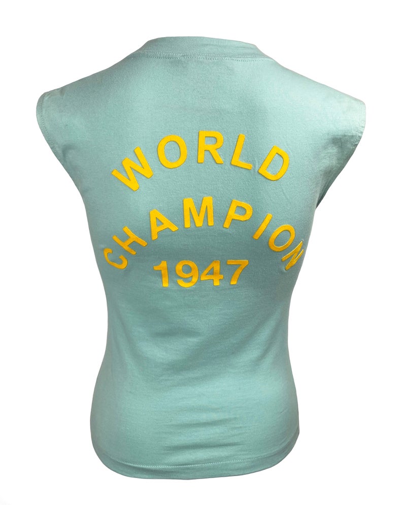 Fruit Vintage Christian Dior J'adore Dior sea foam green blue tank by John Galliano, feature a flocked logo monogram print.