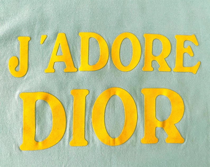 Fruit Vintage Christian Dior J'adore Dior sea foam green blue tank by John Galliano, feature a flocked logo monogram print.