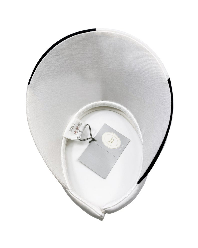 FRUIT Vintage Christian Dior Sport 1980s logo embroidered visor. Made from black and white jersey cotton it features a large CD Sport logo embroidered across the front. Comes with original tags!