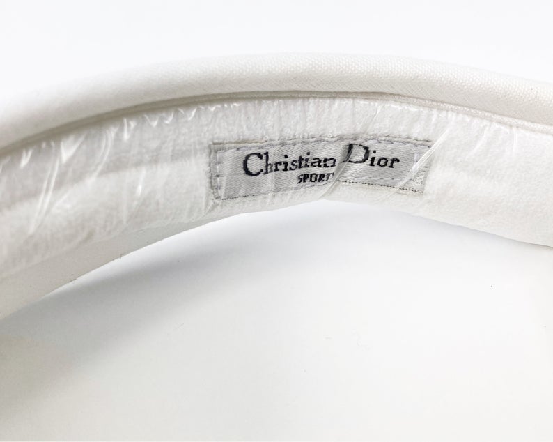 FRUIT Vintage Christian Dior Sport 1980s logo embroidered visor. Made from black and white jersey cotton it features a large CD Sport logo embroidered across the front. Comes with original tags!