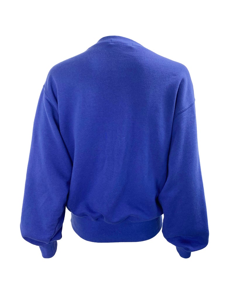 FRUIT Vintage Yves Saint Laurent logo star embroidered blue sweatshirt. Features a large text YSL logo at front and a classic 90's cut.