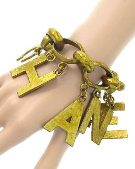 Chanel Rare 1993 Gold Logo Charm Bracelet by Victoire de Castellane