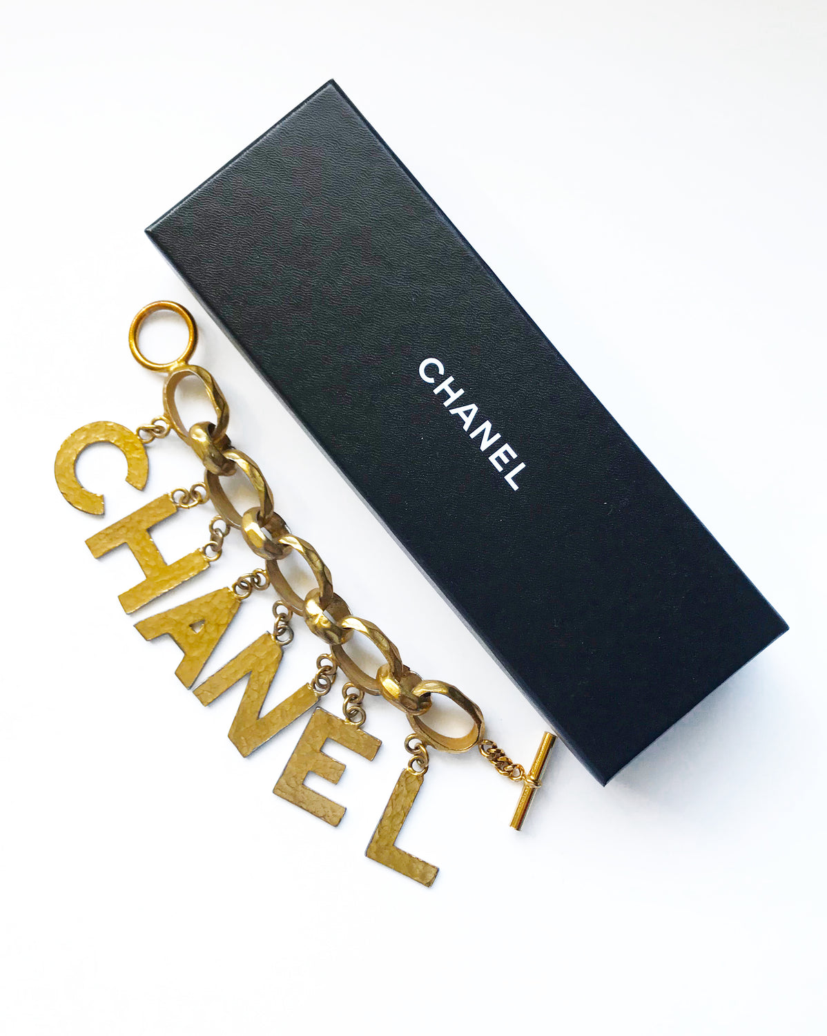 Chanel Rare 1993 Gold Logo Charm Bracelet by Victoire de Castellane