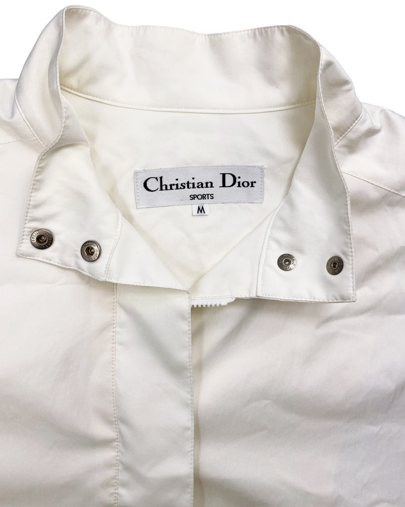 FRUIT Vintage  rare Christian Dior Sport Logo bomber jacket from the 1980s. It features a classic 1980s bomber jacket cut with over flap and large Christian Dior Sport text logo printed at rear.