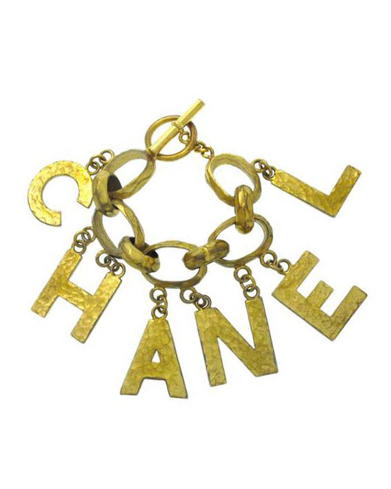 Chanel Rare 1993 Gold Logo Charm Bracelet by Victoire de Castellane