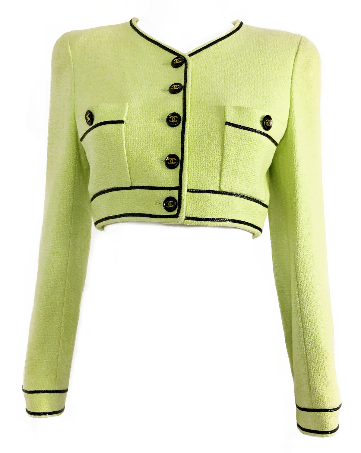 Chanel 1995 Green Cropped Bouclé Jacket