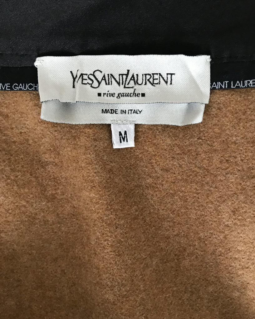 1987 SHOP Vintage Yves Saint Laurent by Tom Ford Brown wool Safari Skirt 2000s