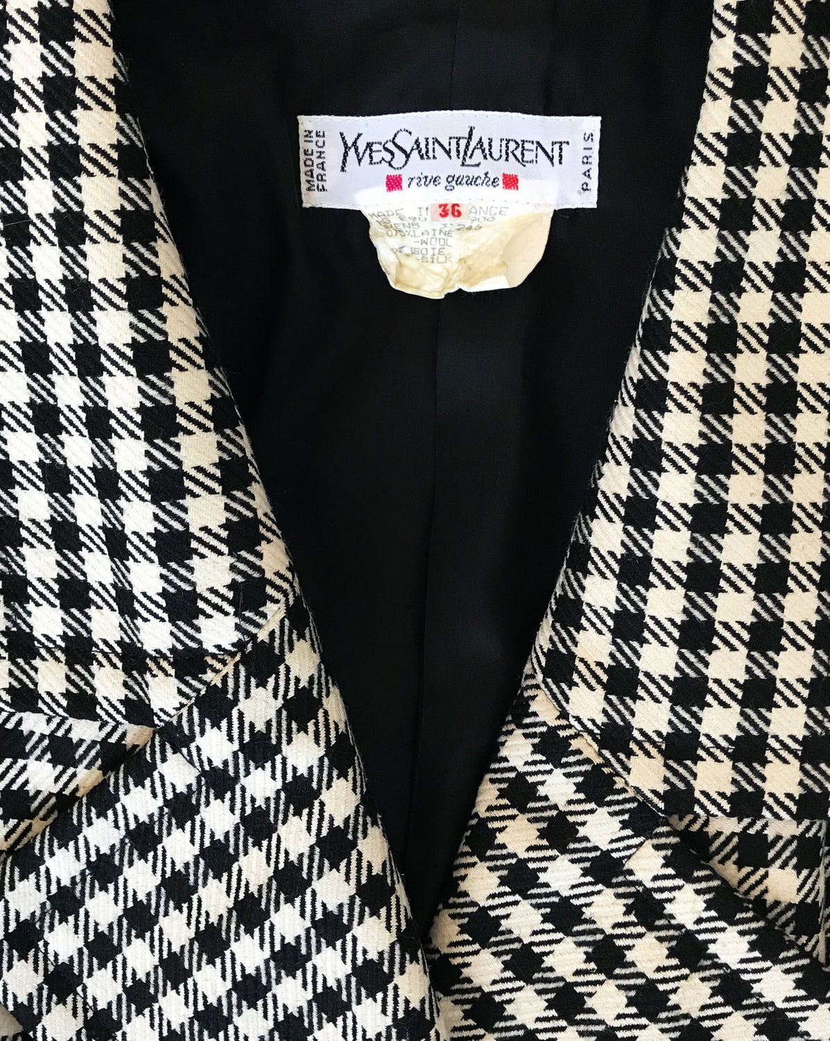 1987 SHOP Vintage Yves Saint Laurent Cropped Check Jacket 1980s hounds tooth