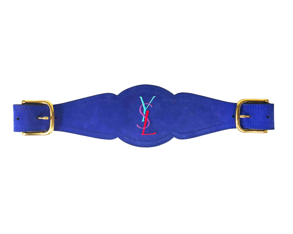 Fruit Vintage Yves Saint Laurent Rare Blue Suede Logo Belt