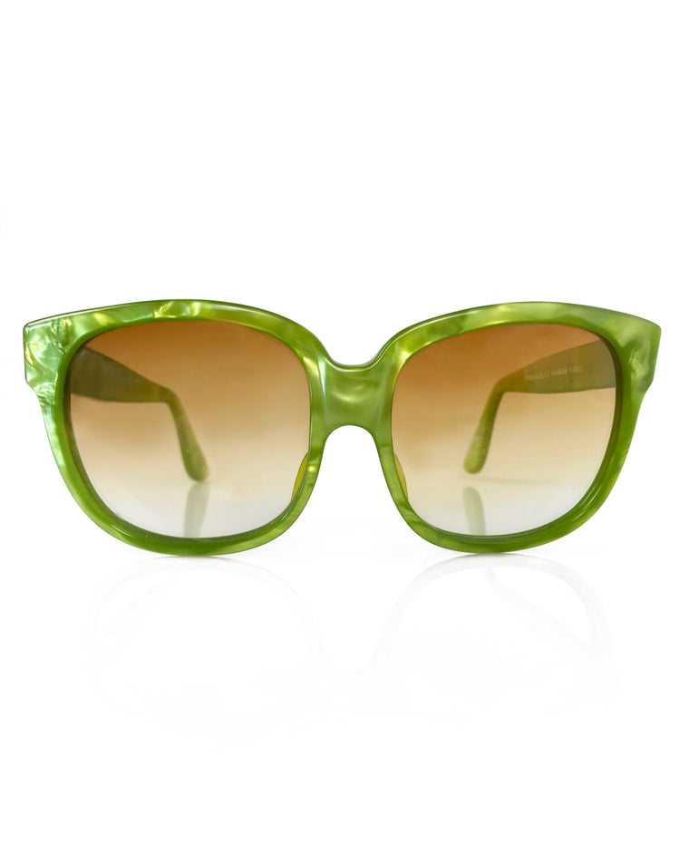 Emmanuelle Khahn 1970s Green Oversized Sunglasses