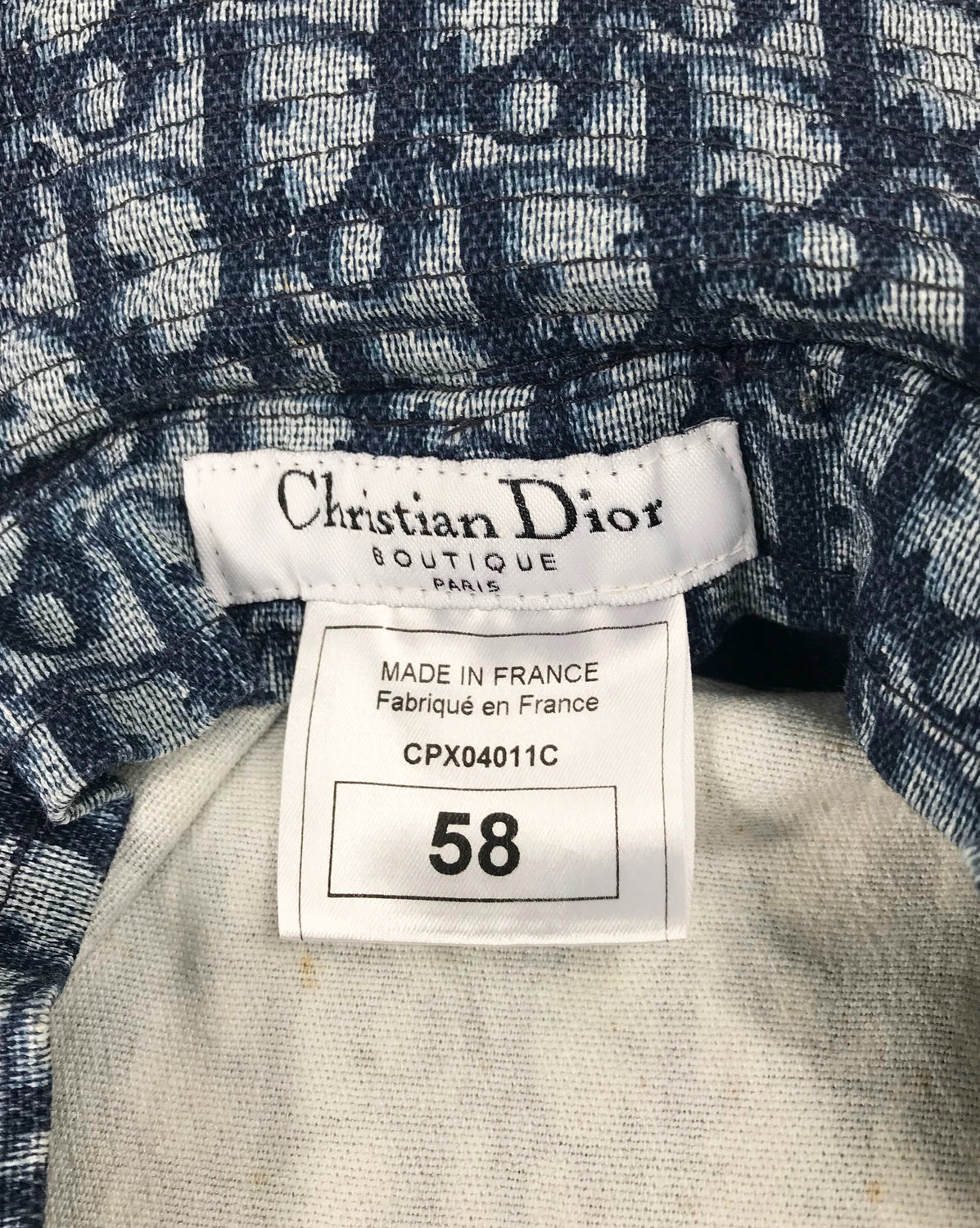 Christian Dior Blue Monogram Logo Print Bucket Hat