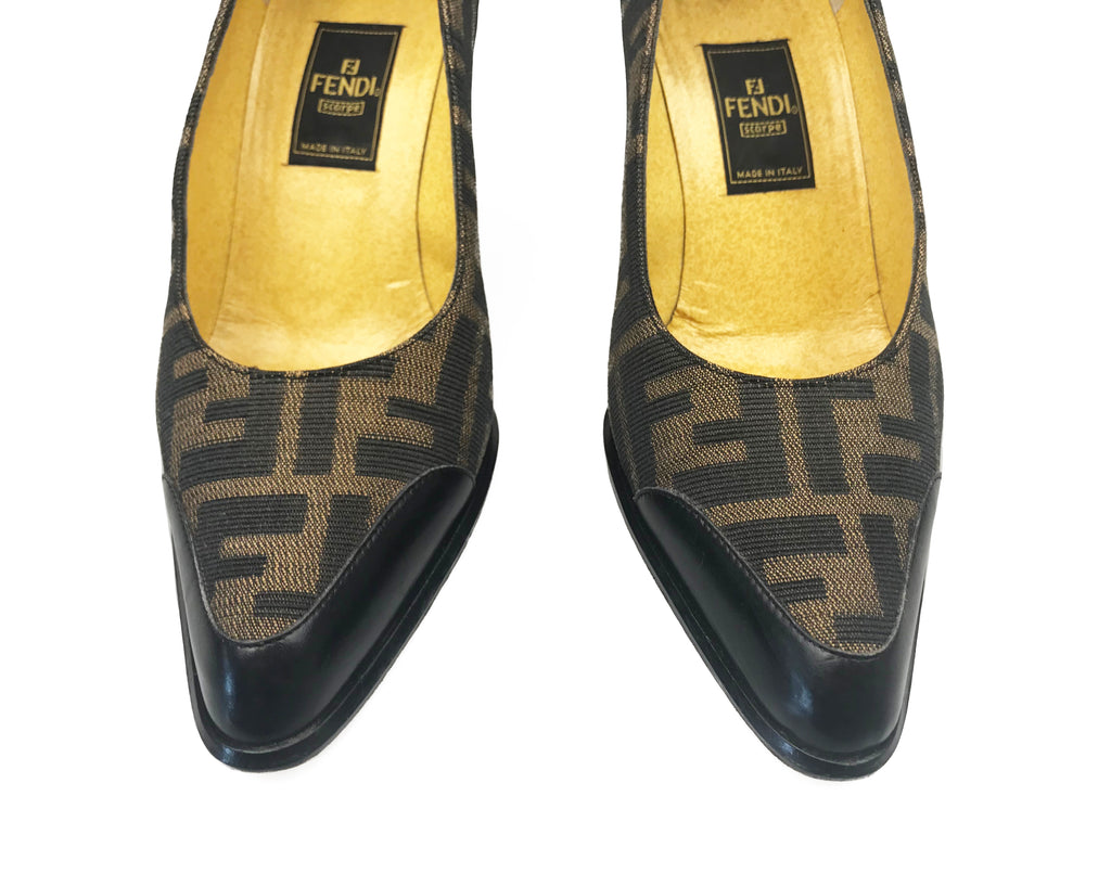 Fruit Vintage Fendi Zucca Print High Heel Pump Shoes