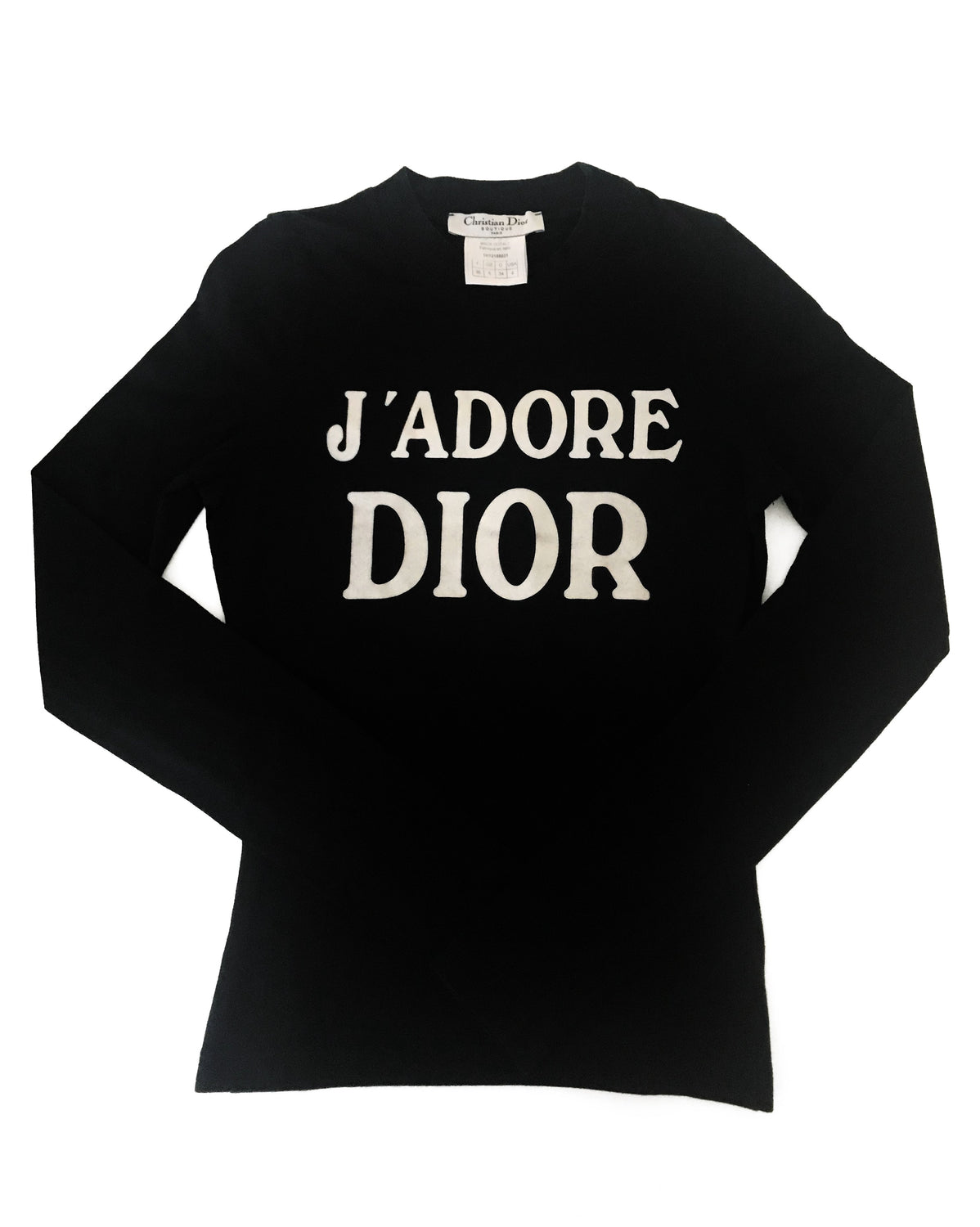 Christian Dior J'adore Dior Logo Print Long Sleeve Top