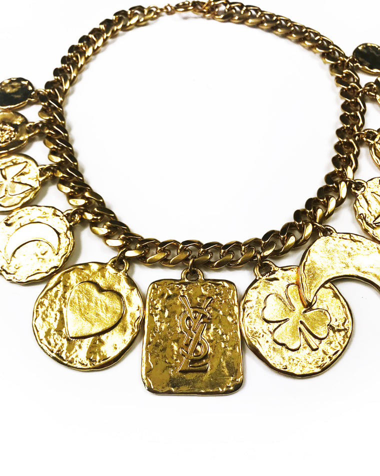 Yves Saint Laurent 1980s Gold Lucky Charm Necklace