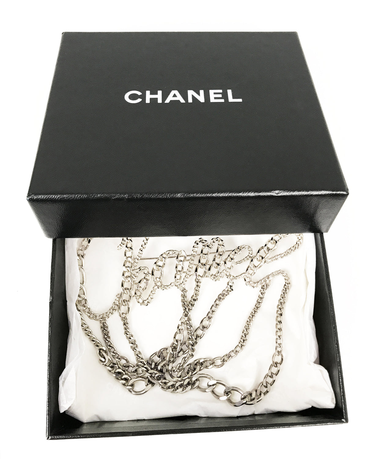 FRUIT Vintage Chanel Chain text logo brooch 2006 Karl Lagerfeld 