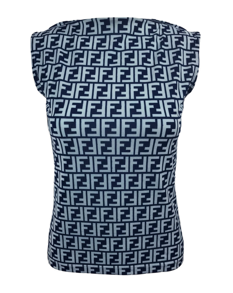 FENDI Blue Logo Print Tank