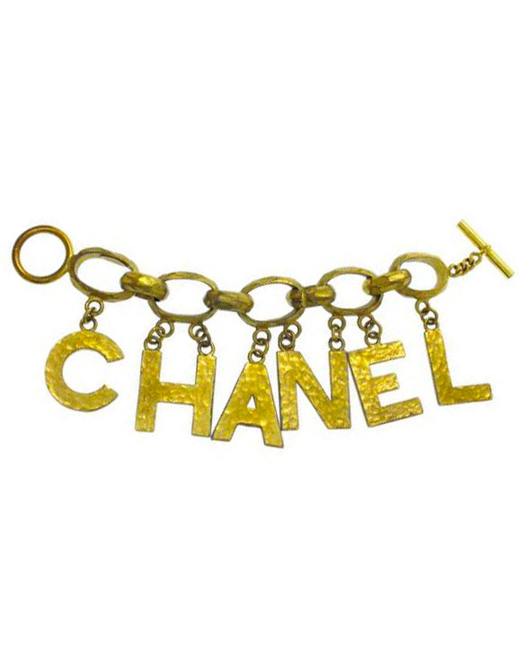 Chanel Rare 1993 Gold Logo Charm Bracelet by Victoire de Castellane