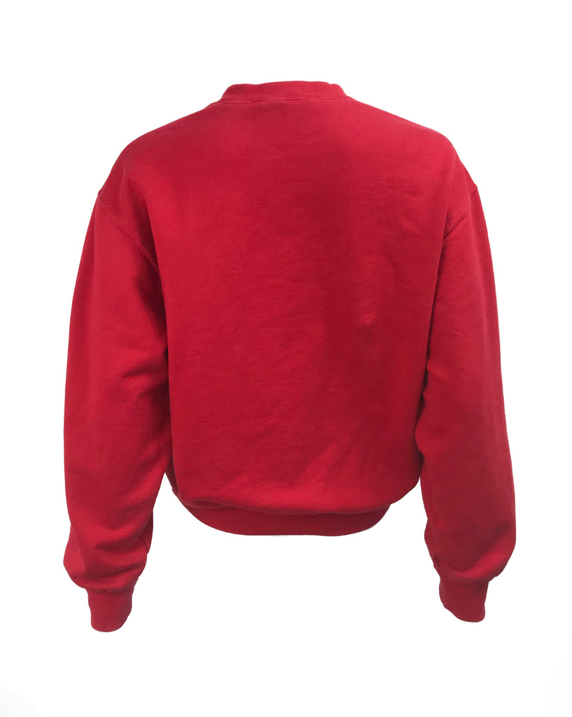 Fruit Vintage 1980s Christian Dior Sport Red Logo sweat shirt. It features a large embroidered logo design at front and classic sweat shirt cut.