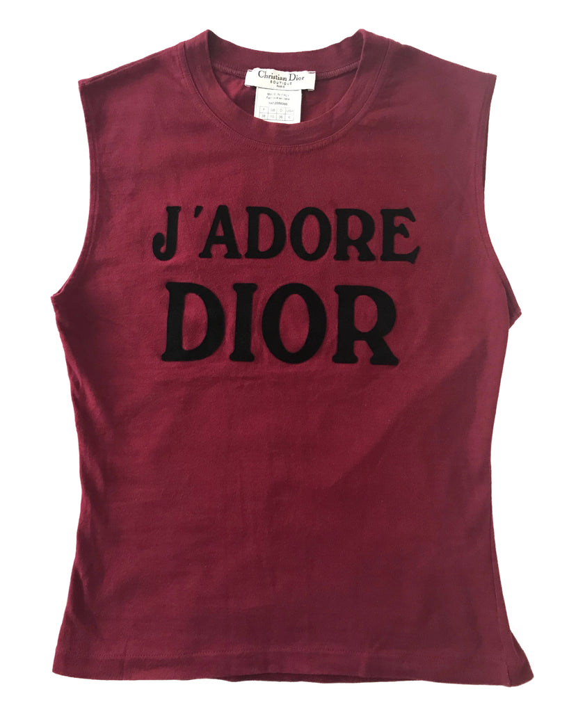 Fruit Vintage Christian Dior Red Black J'adore Dior Logo Tank Top by John Galliano 