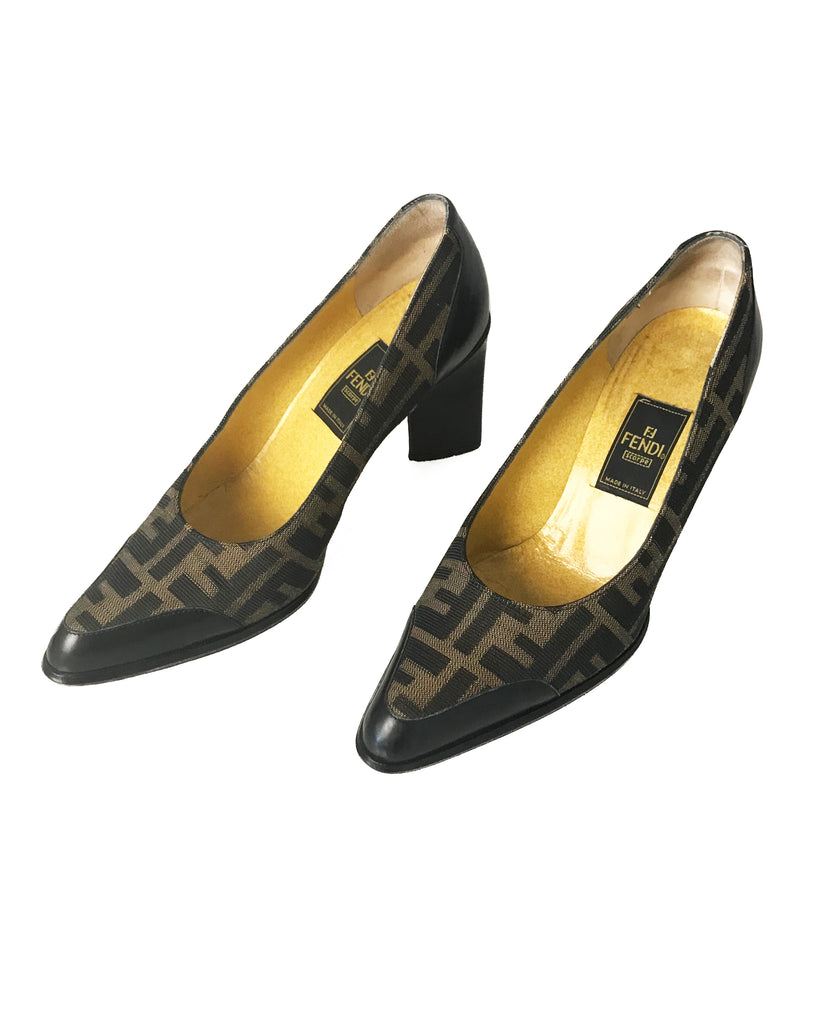 Fruit Vintage Fendi Zucca Print High Heel Pump Shoes