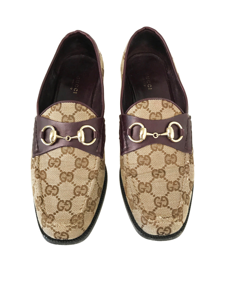 Gucci 1990s Logo Print Loafers