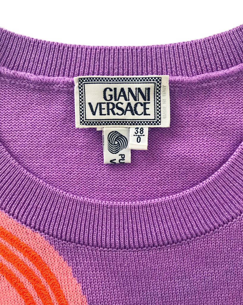 Gianni Versace Rare Travel Sticker Embellished Knit Jumper