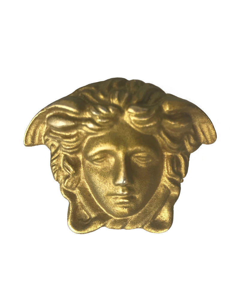 Fruit Vintage rare Gianni Versace 1980s Medusa head brooch. Marked 'Gianni Versace Profumi' it dates back to the early 80's.