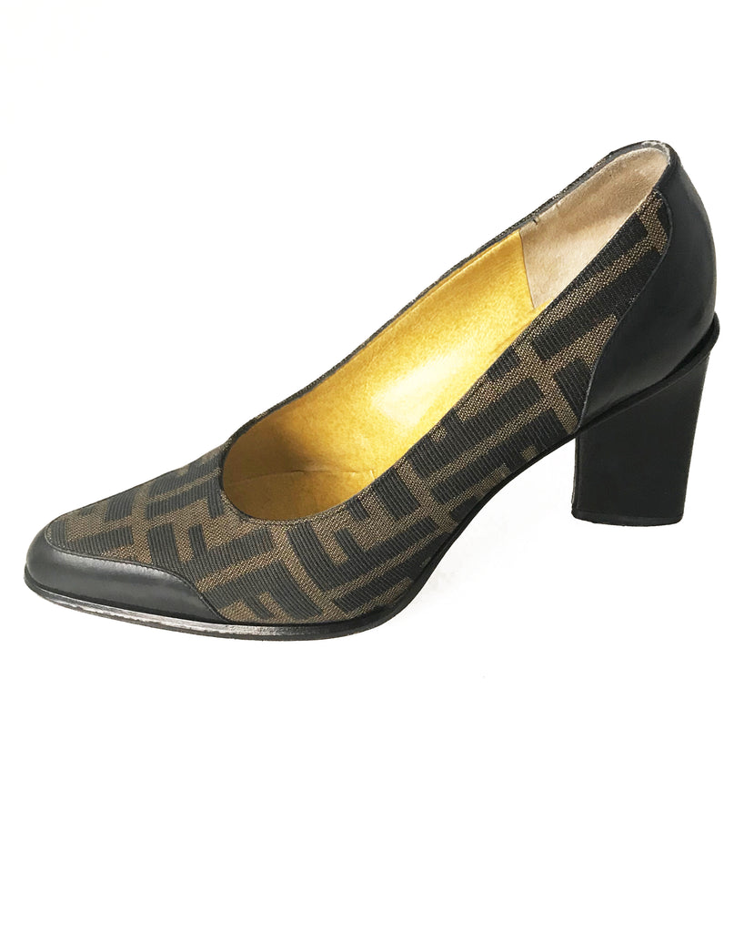 Fruit Vintage Fendi Zucca Print High Heel Pump Shoes