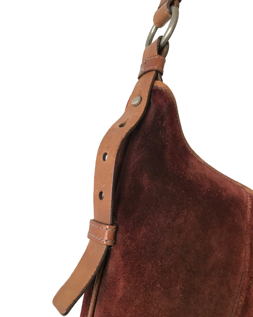 YVES SAINT LAURENT by TOM FORD Brown Suede and Fur Mombasa Horn Handle  Handbag at 1stDibs