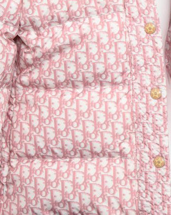 FRUIT vintage rare Christian Dior by John Galliano  Pink girly trotter logo monogram print puffer jacket as worn by Mariah Carey.
