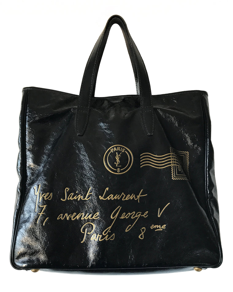 Yves Saint Laurent Patent Leather Y-Mail Tote Bag
