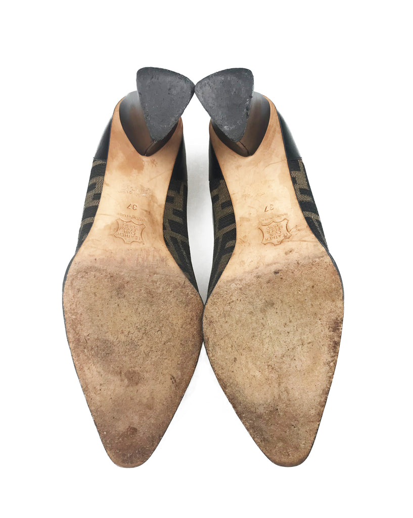 Fruit Vintage Fendi Zucca Print High Heel Pump Shoes