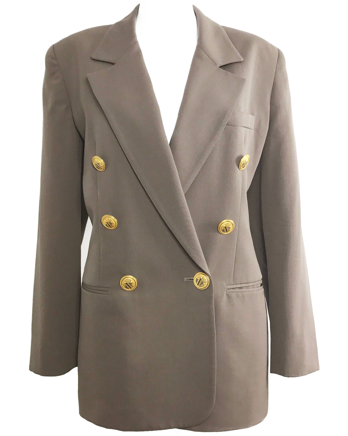 FRUIT Vintage Christian Dior 1980s Taupe Oversized Blazer gold buttons
