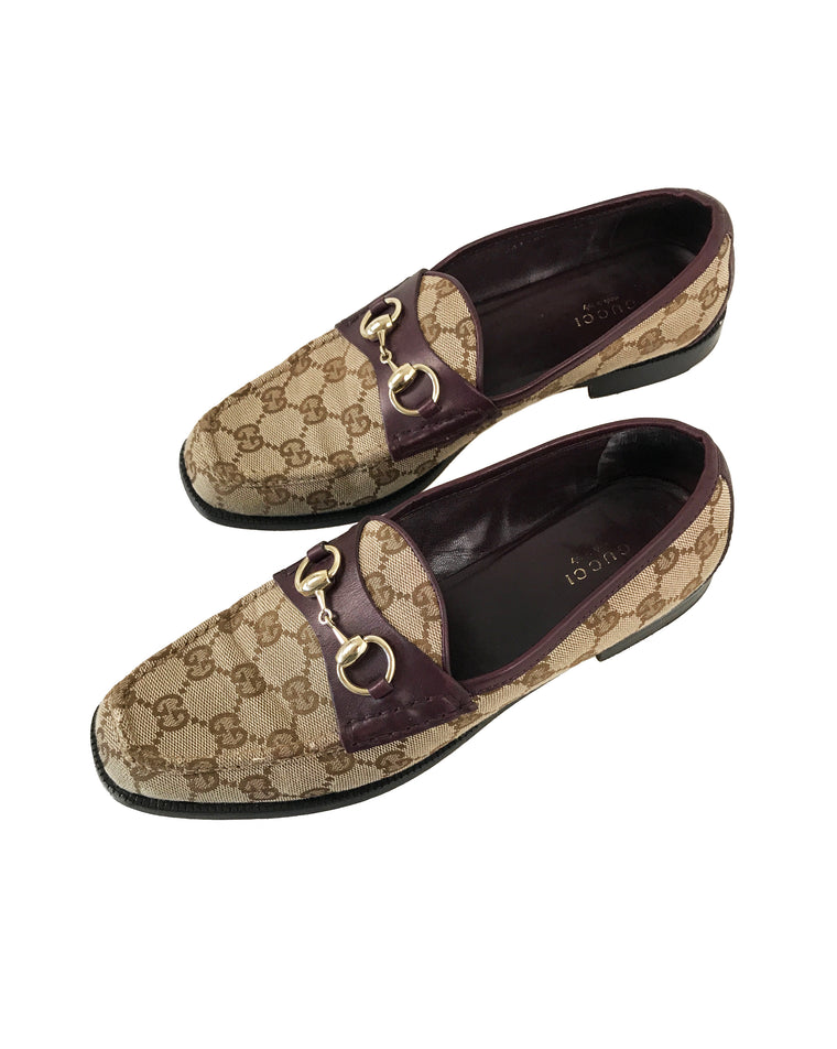 FRUIT Vintage Gucci 1990s Monogram Logo Print shoes Loafers 