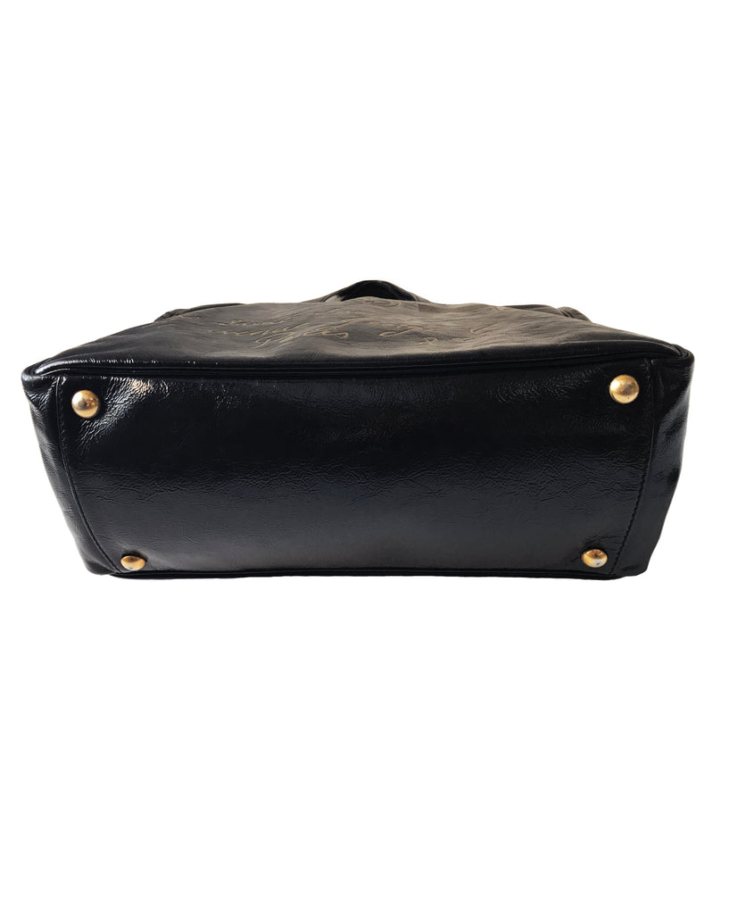 1987 SHOP Vintage Yves Saint Laurent black Patent Leather Y-Mail Tote handbag