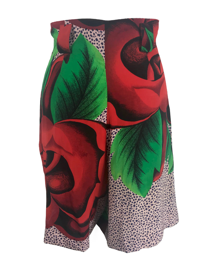 FRUIT Vintage Gianni Versace floral skorts feature a draped skirt front and classic short design at rear.