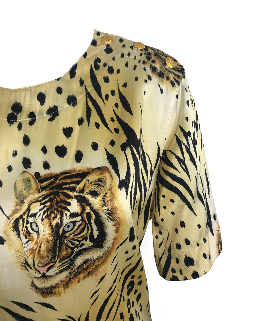 Fruit Vintage Escada 1980s Animal Print Blouse