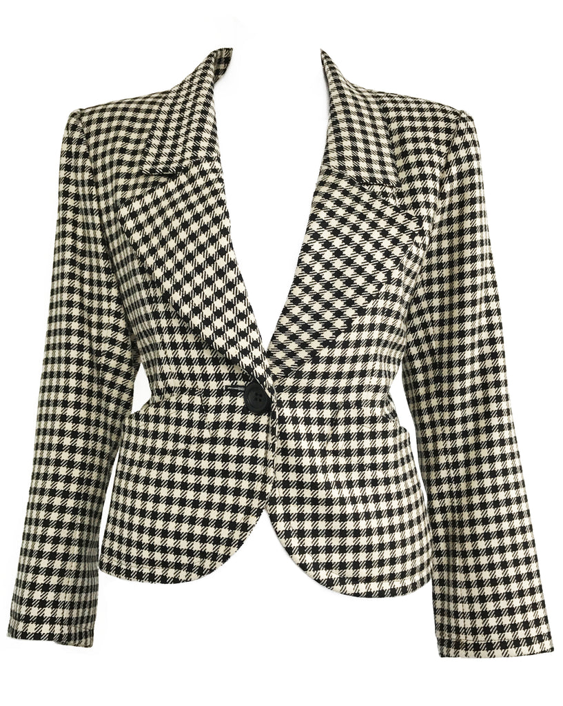 1987 SHOP Vintage Yves Saint Laurent Cropped Check Jacket 1980s hounds tooth