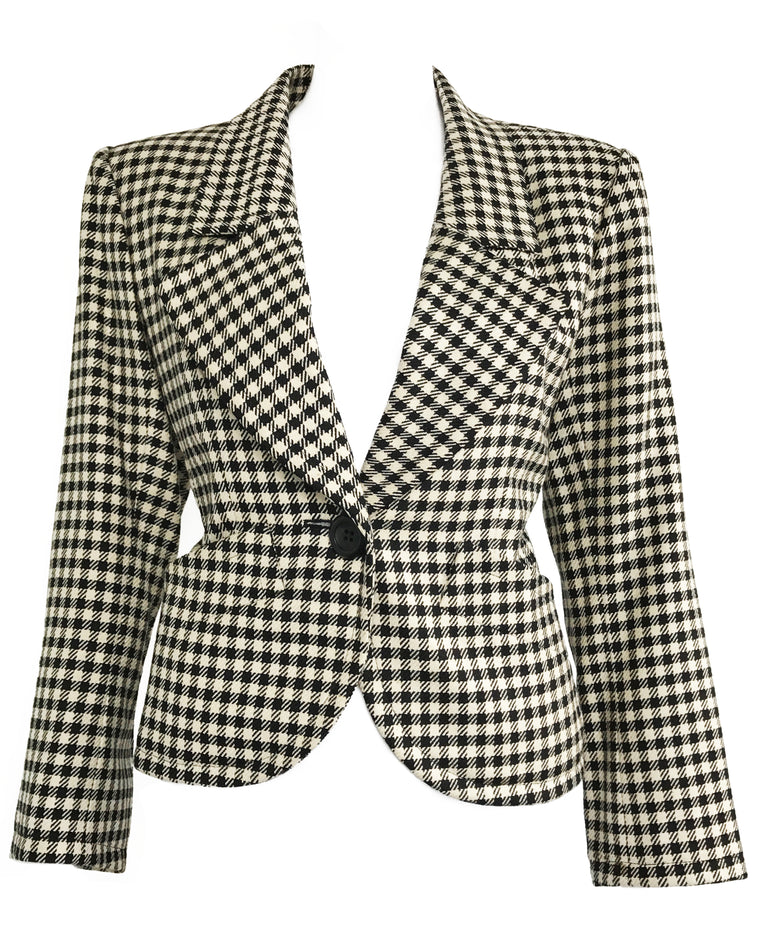 Yves Saint Laurent 1980s Cropped Houndstooth Jacket