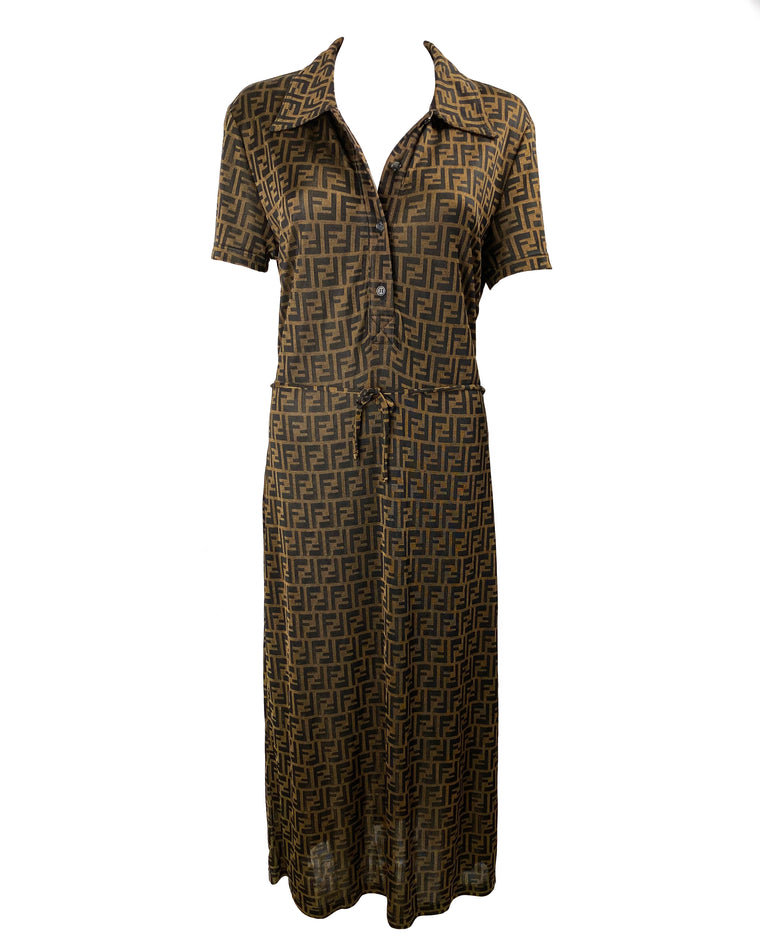 Fendi Logo Print Mesh Dress FRUIT Vintage Fendi Logo Print Mesh Dress FRUIT Vintage