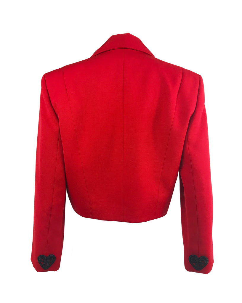 Celine Dead Stock 1980s Cropped Red Valentines Jacket