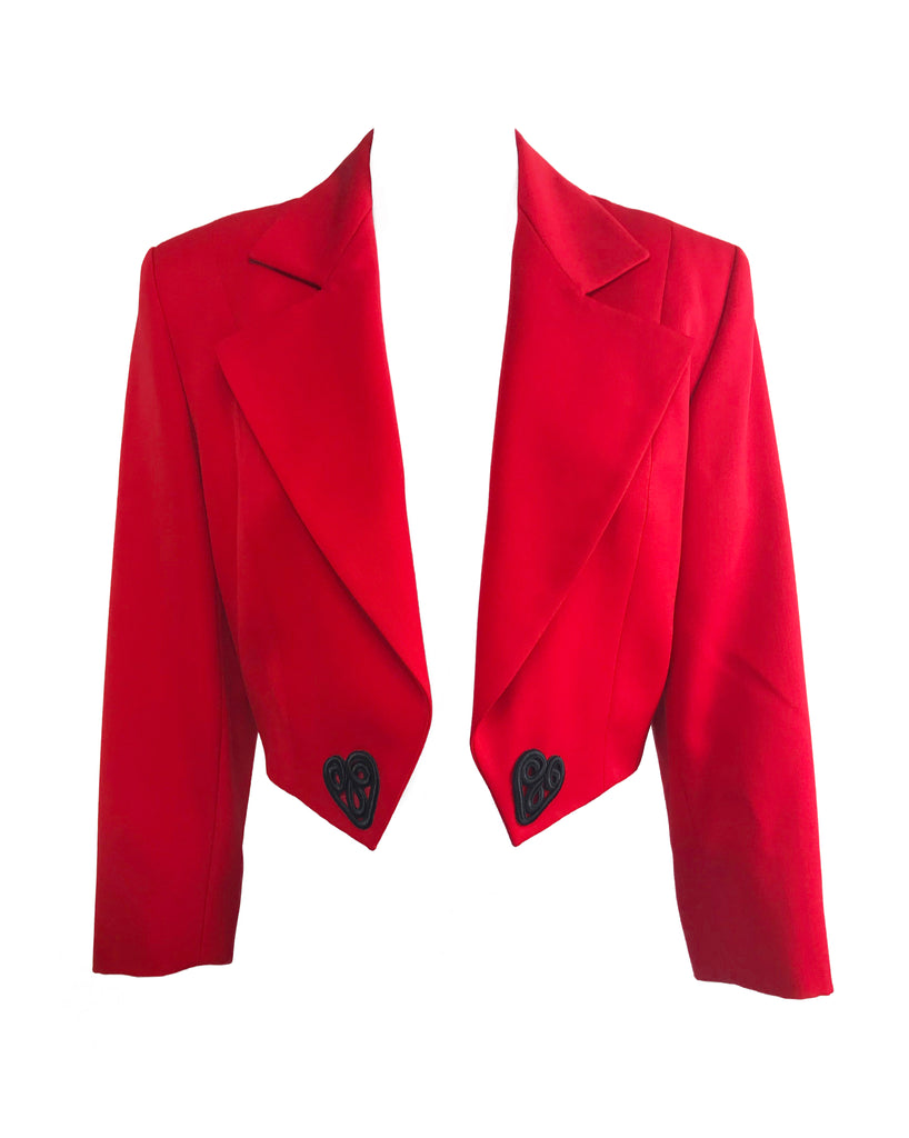 Celine Dead Stock 1980s Cropped Red Valentines Jacket